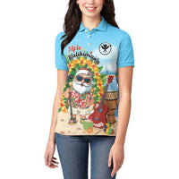 Personalized Hawaii Golf Christmas Women Polo Shirt Mele Kalikimaka Funny Golfer Santa - Polynesian Pride