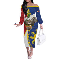 Personalized Philippines Family Matching Off The Shoulder Long Sleeve Dress and Hawaiian Shirt Filipino Araw ng Kalayaan LT01 Mom's Dress Multicolor - Polynesian Pride