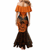 Personalised New Zealand Mermaid Dress Aotearoa Maori Kiwi Orange Fern LT01 - Polynesian Pride