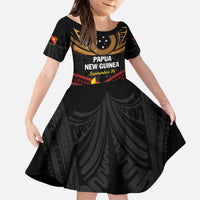 Papua New Guinea Bird of Paradise Family Matching Puletasi and Hawaiian Shirt 16 September 1975 Independence Day Anniversary LT01 Daughter's Dress Black - Polynesian Pride