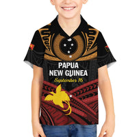 Papua New Guinea Bird of Paradise Family Matching Puletasi and Hawaiian Shirt 16 September 1975 Independence Day Anniversary LT01 Son's Shirt Black - Polynesian Pride
