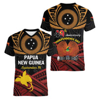 Papua New Guinea Bird of Paradise Women V-Neck T-Shirt 16 September 1975 Independence Day Anniversary LT01 - Polynesian Pride