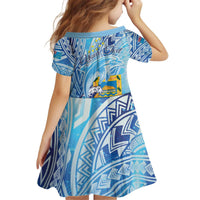 Tuvalu mo te Atua Kid Short Sleeve Dress Tuvalu Dolphin Polynesian Pattern LT01 - Polynesian Pride