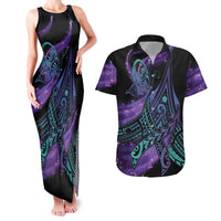 In September We Wear Teal And Purple Couples Matching Tank Maxi Dress and Hawaiian Shirt Magic Ribbon Semicolon LT01 Purple - Polynesian Pride