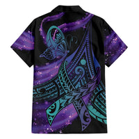 In September We Wear Teal And Purple Family Matching Off The Shoulder Long Sleeve Dress and Hawaiian Shirt Magic Ribbon Semicolon LT01 - Polynesian Pride