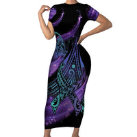 In September We Wear Teal And Purple Family Matching Short Sleeve Bodycon Dress and Hawaiian Shirt Magic Ribbon Semicolon LT01 Mom's Dress Purple - Polynesian Pride