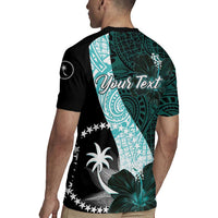 Chuuk Constitution Day Rugby Jersey Hibiscus Turquoise Pattern LT01 - Polynesian Pride