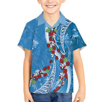 Fiji Tagimaucia Floral Family Matching Short Sleeve Bodycon Dress and Hawaiian Shirt Tapa Pattern