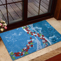 Fiji Tagimaucia Floral Rubber Doormat Tapa Pattern