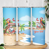 Personalized Hawaii Santa Parrot Christmas Skinny Tumbler Summer Vibe LT01 - Polynesian Pride