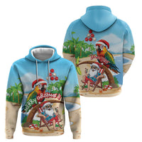 Personalized Hawaii Santa Parrot Christmas Zip Hoodie Summer Vibe - Polynesian Pride