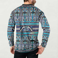 Maori Matariki Button Sweatshirt Blue Galaxy Aesthetic Koru Art