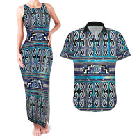 Maori Matariki Couples Matching Tank Maxi Dress and Hawaiian Shirt Blue Galaxy Aesthetic Koru Art