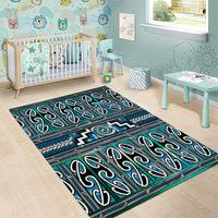 Maori Matariki Area Rug Green Galaxy Aesthetic Koru Art