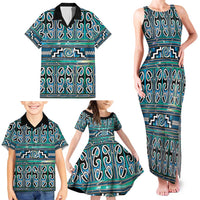 Maori Matariki Family Matching Tank Maxi Dress and Hawaiian Shirt Green Galaxy Aesthetic Koru Art LT01 - Polynesian Pride