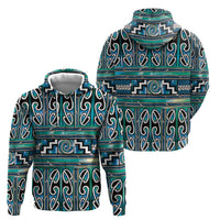 Maori Matariki Zip Hoodie Green Galaxy Aesthetic Koru Art