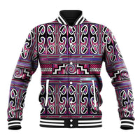 Maori Matariki Baseball Jacket Pink Galaxy Aesthetic Koru Art