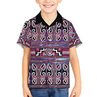 Maori Matariki Family Matching Short Sleeve Bodycon Dress and Hawaiian Shirt Pink Galaxy Aesthetic Koru Art LT01 Son's Shirt Pink - Polynesian Pride
