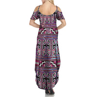 Maori Matariki Family Matching Summer Maxi Dress and Hawaiian Shirt Pink Galaxy Aesthetic Koru Art LT01 - Polynesian Pride