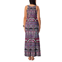 Maori Matariki Family Matching Tank Maxi Dress and Hawaiian Shirt Pink Galaxy Aesthetic Koru Art LT01 - Polynesian Pride