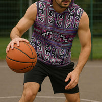 Maori Matariki Sleeveless Hoodie Pink Galaxy Aesthetic Koru Art