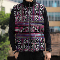 Maori Matariki Sleeveless Puffer Jacket Pink Galaxy Aesthetic Koru Art