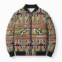 Maori Matariki Bomber Puffer Jacket Yellow Galaxy Aesthetic Koru Art