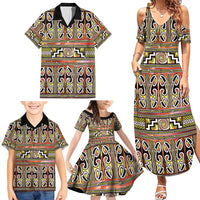 Maori Matariki Family Matching Summer Maxi Dress and Hawaiian Shirt Yellow Galaxy Aesthetic Koru Art LT01 - Polynesian Pride