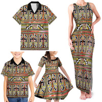 Maori Matariki Family Matching Tank Maxi Dress and Hawaiian Shirt Yellow Galaxy Aesthetic Koru Art LT01 - Polynesian Pride