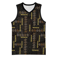 Hawaii Brown Plumeria Lei Black Basketball Jersey Frangipani Floral Heritage Art