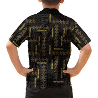 Hawaii Brown Plumeria Lei Black Family Matching Off The Shoulder Long Sleeve Dress and Hawaiian Shirt Frangipani Floral Heritage Art LT01 - Polynesian Pride