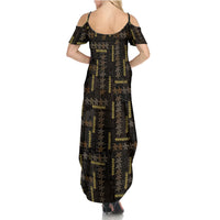 Hawaii Brown Plumeria Lei Black Family Matching Summer Maxi Dress and Hawaiian Shirt Frangipani Floral Heritage Art LT01 - Polynesian Pride