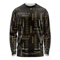 Hawaii Brown Plumeria Lei Black Long Sleeve Shirt Frangipani Floral Heritage Art