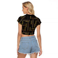 Hawaii Brown Plumeria Lei Black Raglan Cropped T Shirt Frangipani Floral Heritage Art