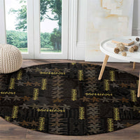 Hawaii Brown Plumeria Lei Black Round Carpet Frangipani Floral Heritage Art