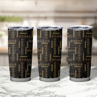 Hawaii Brown Plumeria Lei Black Tumbler Cup Frangipani Floral Heritage Art