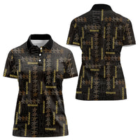 Hawaii Brown Plumeria Lei Black Women Polo Shirt Frangipani Floral Heritage Art