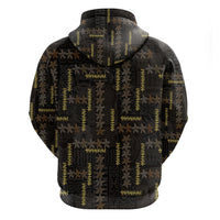 Hawaii Brown Plumeria Lei Black Zip Hoodie Frangipani Floral Heritage Art