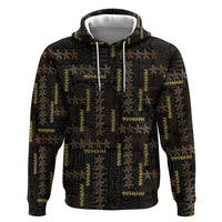 Hawaii Brown Plumeria Lei Black Zip Hoodie Frangipani Floral Heritage Art