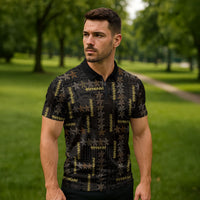 Hawaii Brown Plumeria Lei Black Zipper Polo Shirt Frangipani Floral Heritage Art LT01 - Polynesian Pride