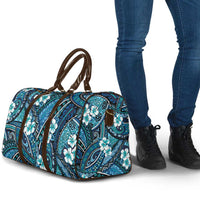 Polynesian Hibiscus Tropical Blue Floral Travel Bag Tribal Pattern - Polynesian Pride