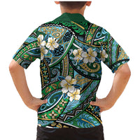 Polynesian Hibiscus Tropical Green Floral Family Matching Mermaid Dress and Hawaiian Shirt Tribal Pattern LT01 - Polynesian Pride