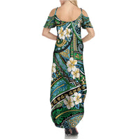 Polynesian Hibiscus Tropical Green Floral Family Matching Summer Maxi Dress and Hawaiian Shirt Tribal Pattern LT01 - Polynesian Pride