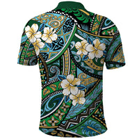 Polynesian Hibiscus Tropical Green Floral Polo Shirt Tribal Pattern - Polynesian Pride