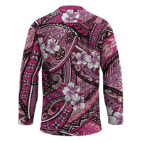 Polynesian Hibiscus Tropical Pink Floral Hockey Jersey Tribal Pattern - Polynesian Pride