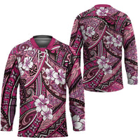 Polynesian Hibiscus Tropical Pink Floral Hockey Jersey Tribal Pattern - Polynesian Pride