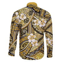 Polynesian Hibiscus Tropical Yellow Floral Family Matching Off Shoulder Short Dress and Hawaiian Shirt Tribal Pattern LT01 - Polynesian Pride