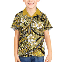 Polynesian Hibiscus Tropical Yellow Floral Family Matching Tank Maxi Dress and Hawaiian Shirt Tribal Pattern LT01 Son's Shirt Yellow - Polynesian Pride