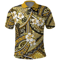Polynesian Hibiscus Tropical Yellow Floral Polo Shirt Tribal Pattern - Polynesian Pride