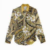 Polynesian Hibiscus Tropical Yellow Floral Women Casual Shirt Tribal Pattern LT01 - Polynesian Pride